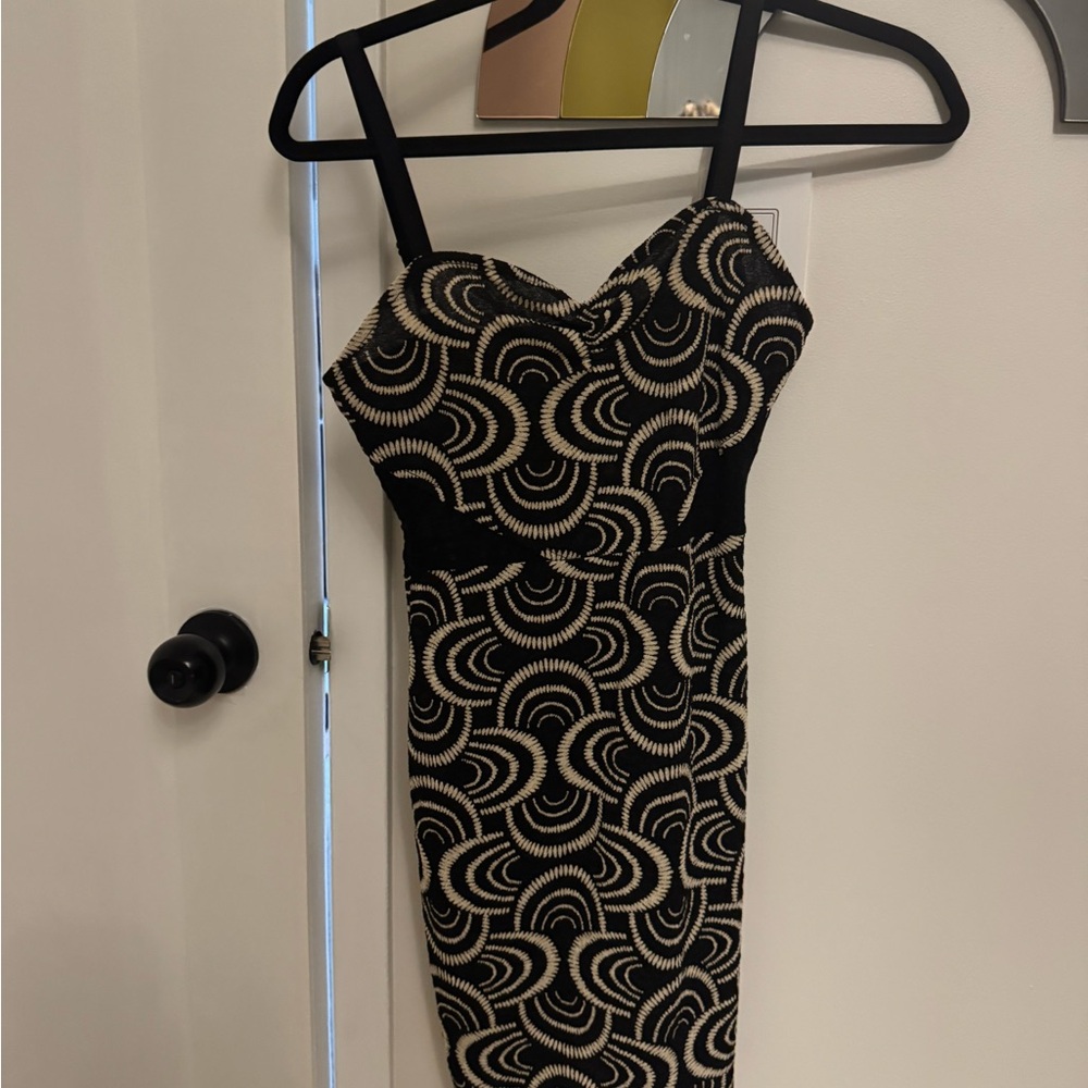 Free People Black and Cream Swirl Mini Dress